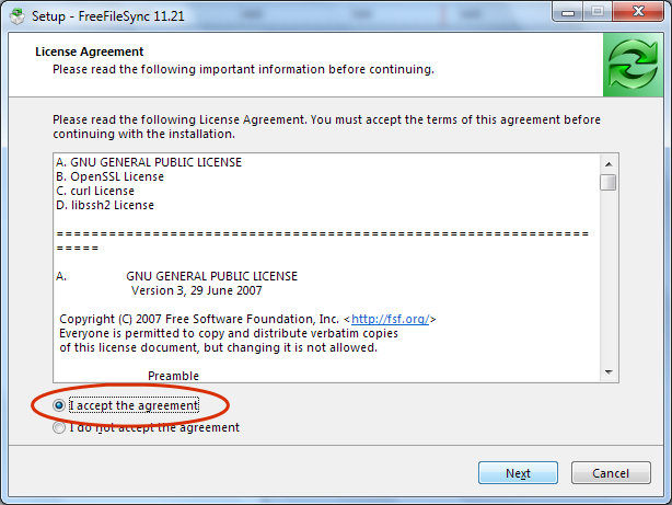 Setup / License Agreement