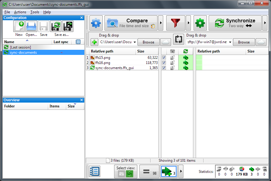 Comparison view showing the new files